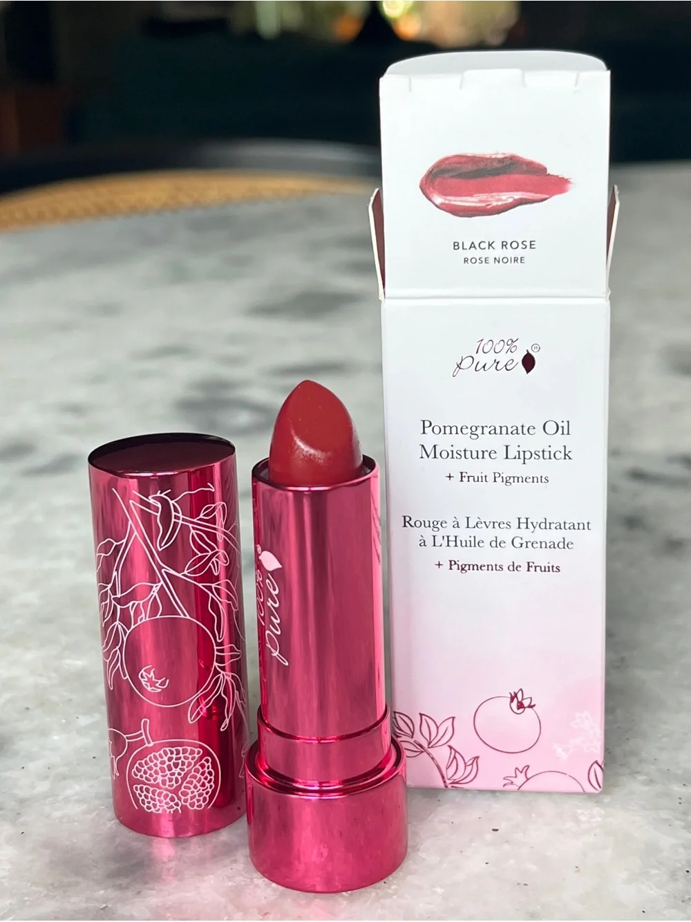 100% Pure Pomegranate Oil Moisture Lipstick in Black Rose